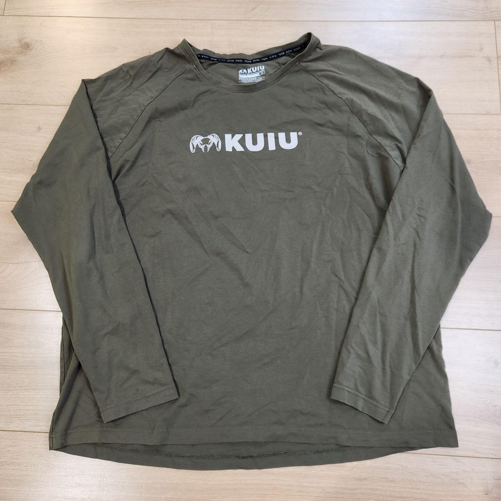KUIU Shirt Mens 3XL Green Long Sleeve Ram Logo Graphic Tee Hunting Pima Cotton